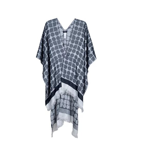 KATE SPADE NY Noel dye open front topper duster cover up - Black/Cream- One size - Picture 2 of 7